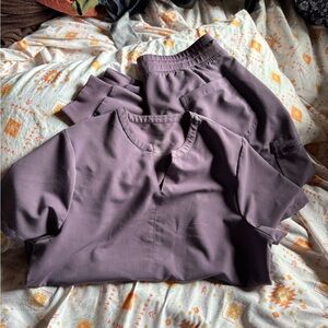 Plum Purple Scrub Top and Pants Set
